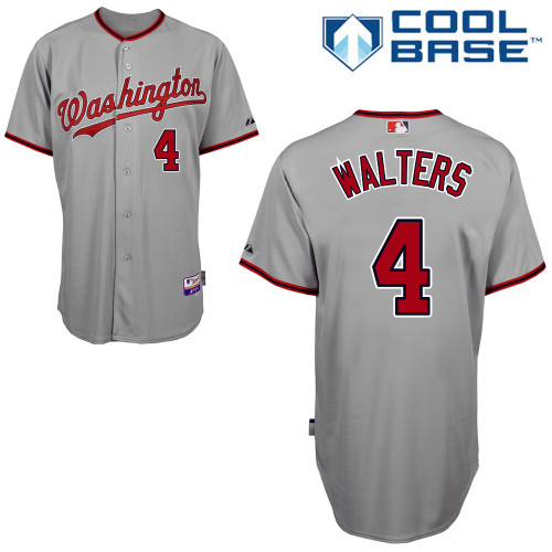Zach Walters #4 MLB Jersey-Washington Nationals Men's Authentic Road Gray Cool Base Baseball Jersey